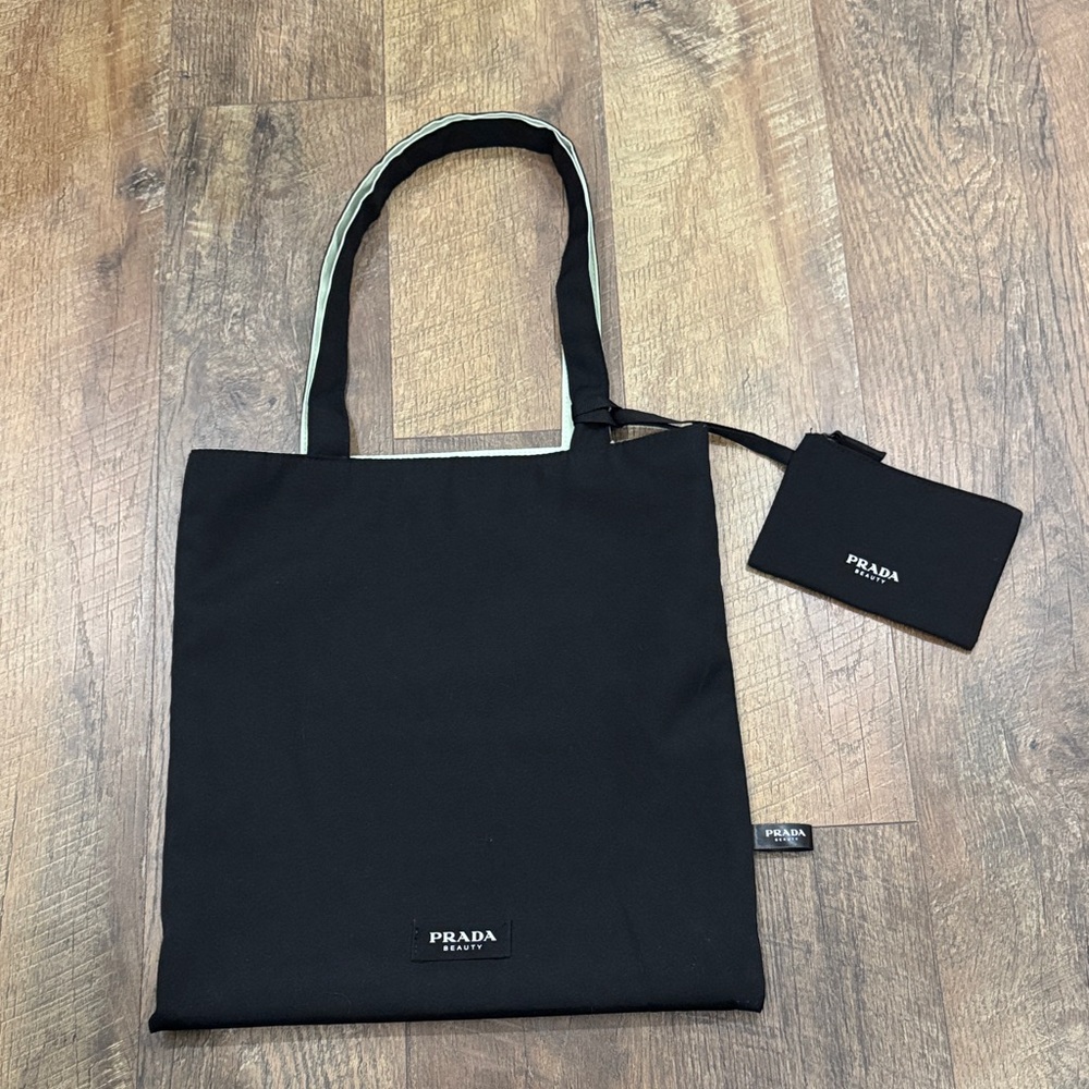 Prada Black Canvas Tote with Pouch